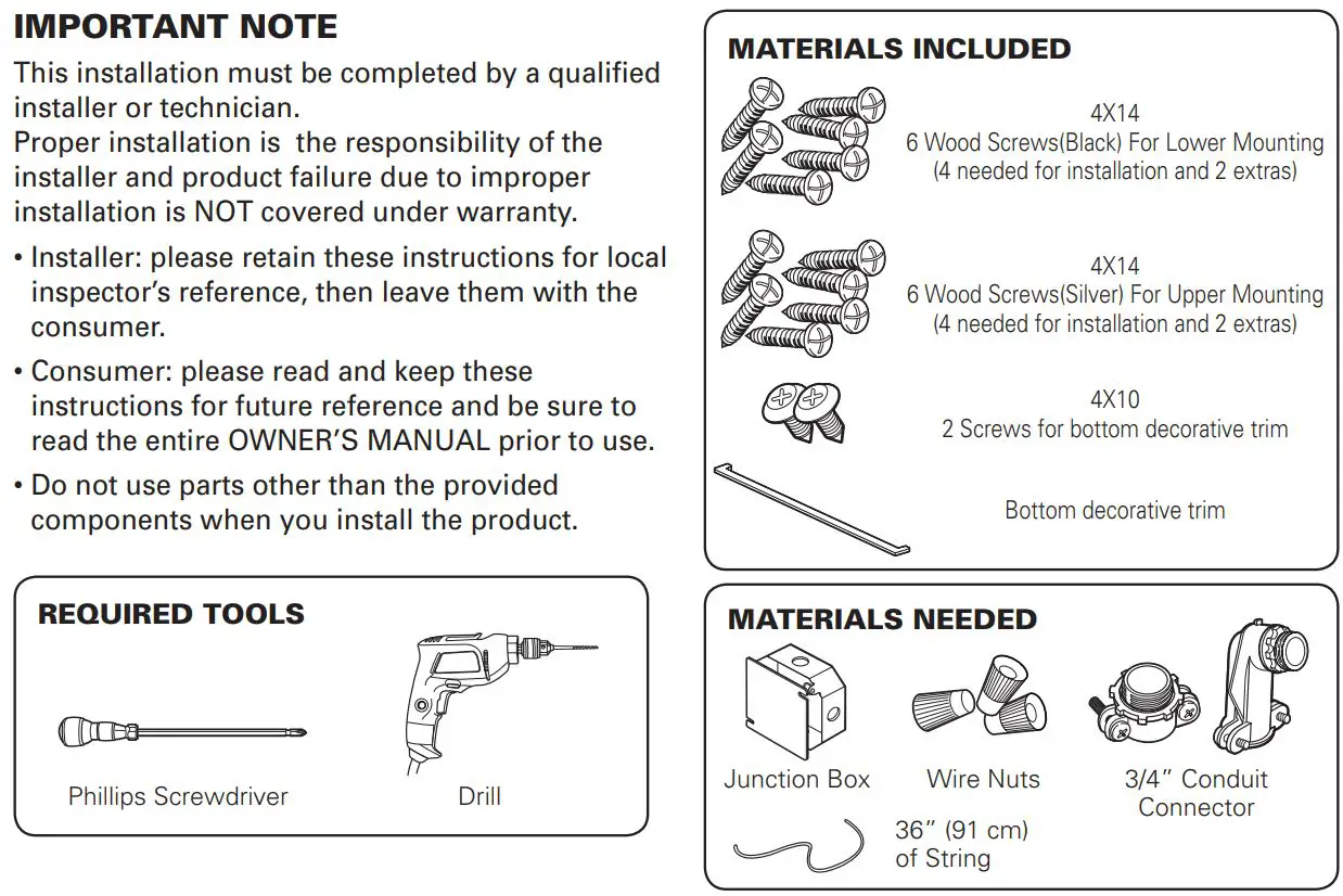 LG LWC3063ST Combination Wall Oven Installation Guide - IMPORTANT NOTE