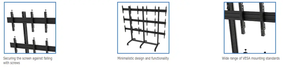 edbak VWTA3357-L Mobile Video Wall Trolley - 1