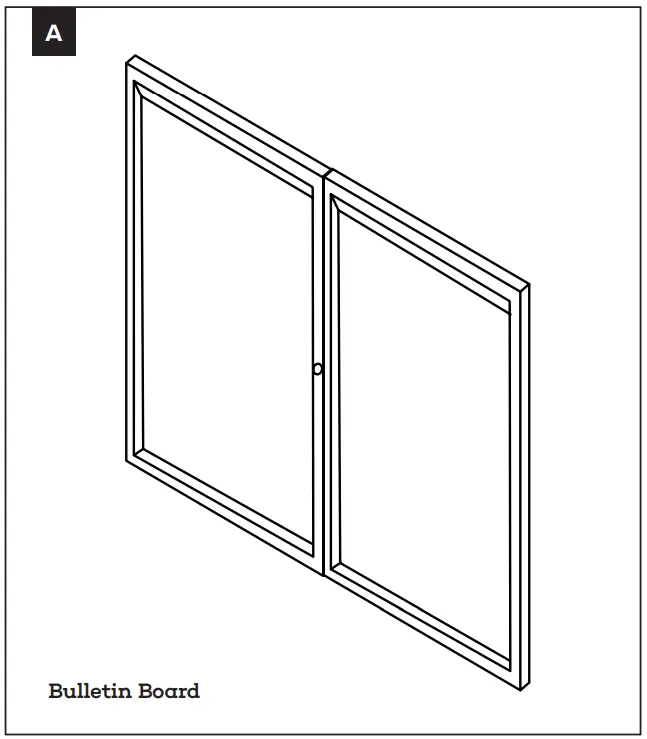 ADIRoffice 504-02-BC 48 in. x 36 in Black Lockable Double Door Enclosed Cork Board Bulletin Memo-FIG2