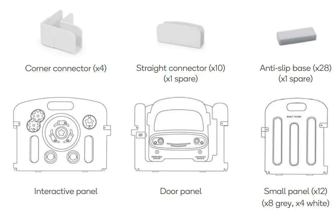 kogan BBKULPLYCRA Interactive 14-Sided Baby Playpen User Guide - COMPONENTS