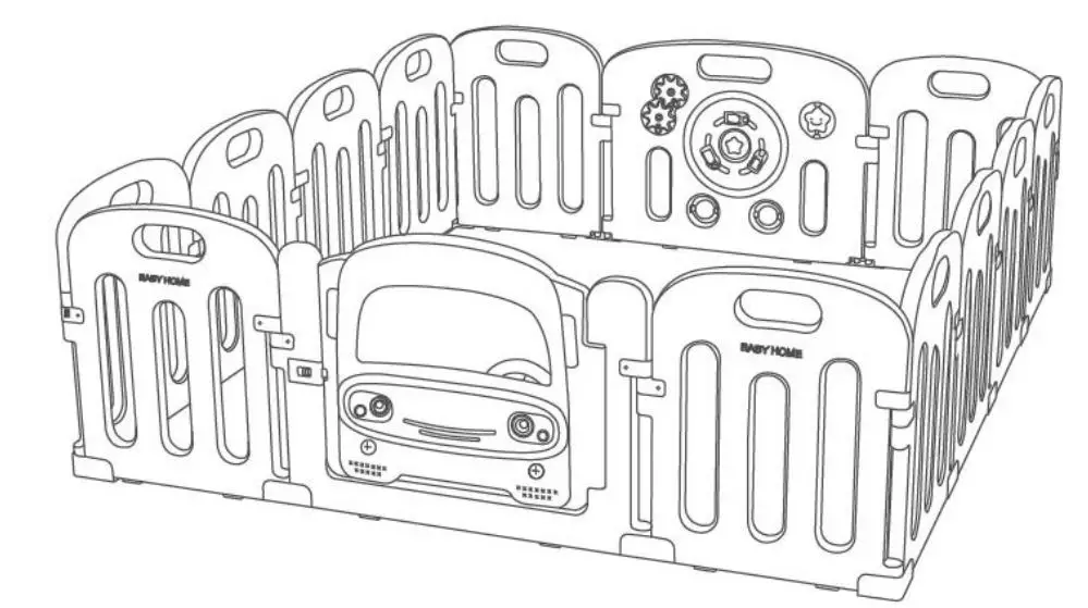 kogan BBKULPLYCRA Interactive 14-Sided Baby Playpen User Guide - Ensure the playpen is properly installed and firmly fixed on the surface before use