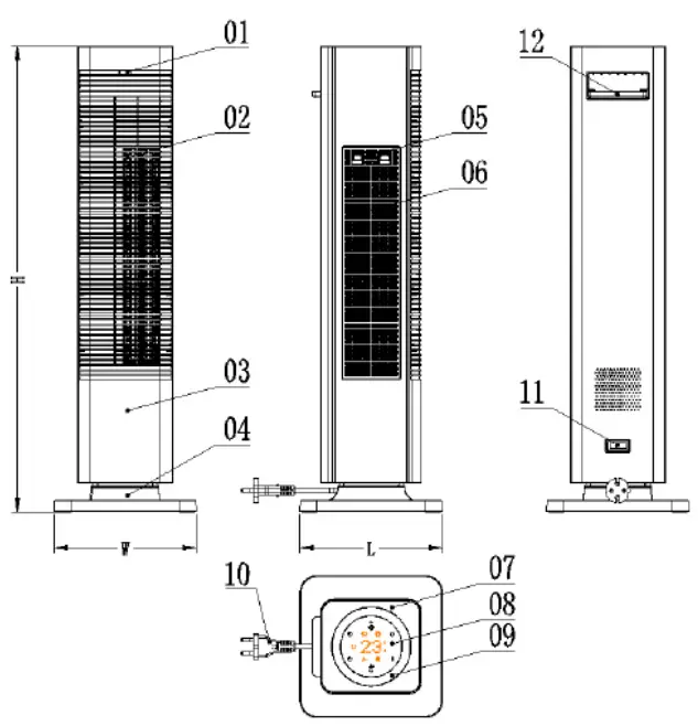 CA-904G-Design-Fan-Heater-Clean-Air-Optima-FIG1