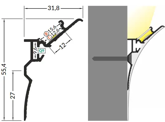 valotehdas-SILEÄ12-BC-Q9-Subtle-Cornice-with -Glow-of-Light-fig 13