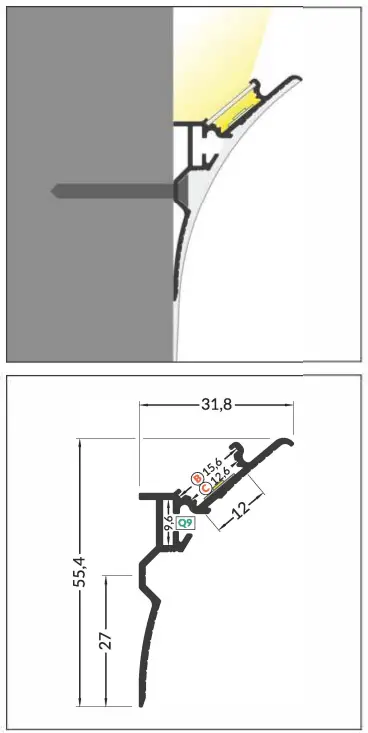valotehdas-SILEÄ12-BC-Q9-Subtle-Cornice-with -Glow-of-Light-fig 3