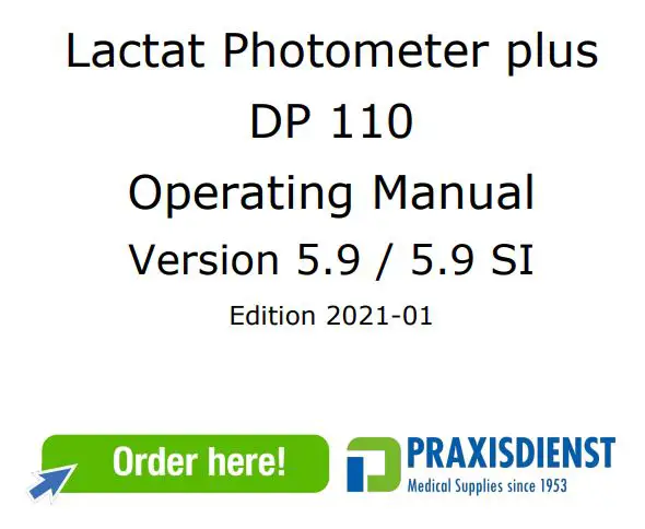 PRAXISDIENST DP 110 Lactat Photometer Plus User Manual