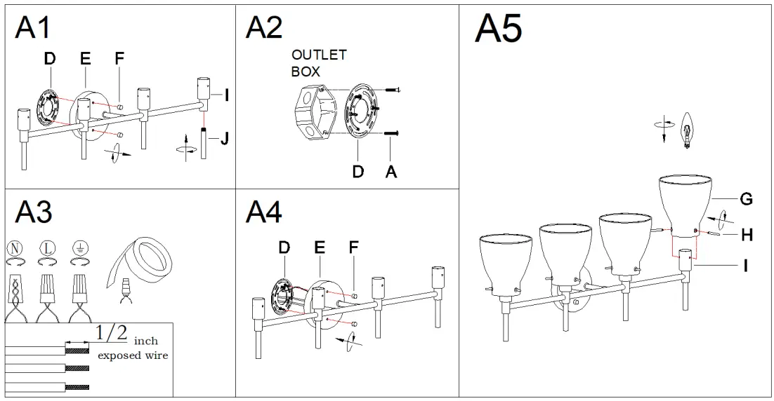 ZEVNI A04680 Corney 30 Inch Wide Black Vanity Light - Figure 2