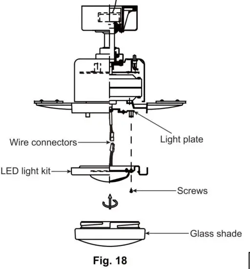 FIG 15 INSTALLING THE LED LIGHT KIT AND GLASS SHADE.JPG