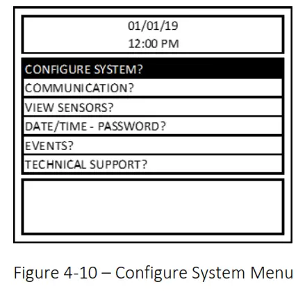 MACURCO DVP-1200-4 BACnet IP Control Panel - Figure 4-10 – Configure System Menu