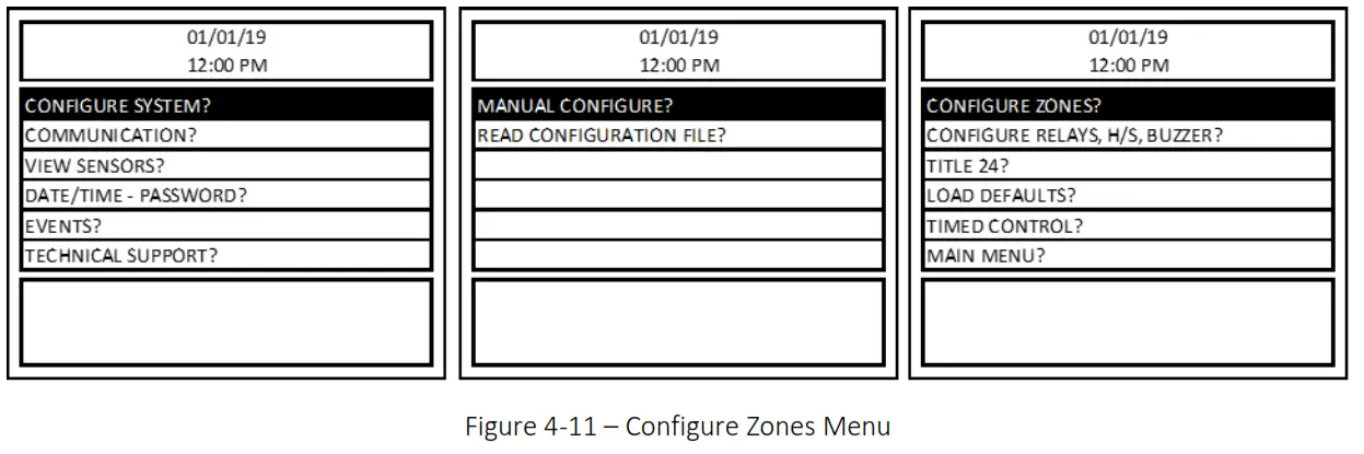 MACURCO DVP-1200-4 BACnet IP Control Panel - Figure 4-11 – Configure Zones Menu