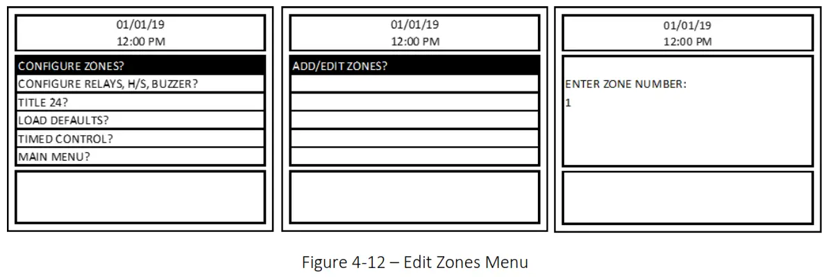MACURCO DVP-1200-4 BACnet IP Control Panel - Figure 4-12 – Edit Zones Menu