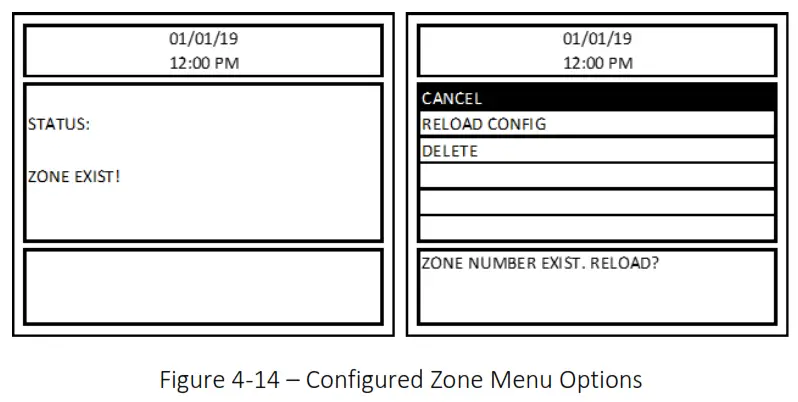 MACURCO DVP-1200-4 BACnet IP Control Panel - Figure 4-14 – Configured Zone Menu Options