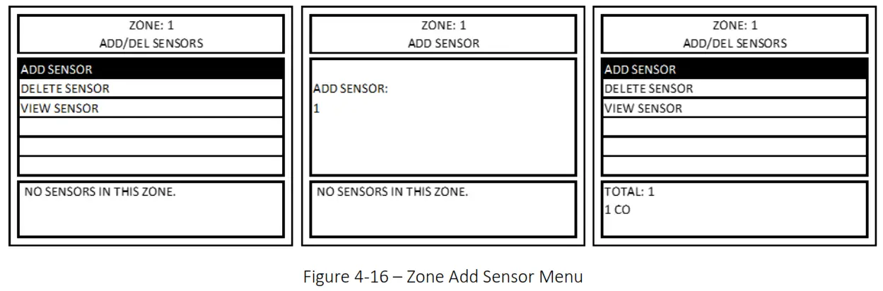 MACURCO DVP-1200-4 BACnet IP Control Panel - Figure 4-16 – Zone Add Sensor Menu