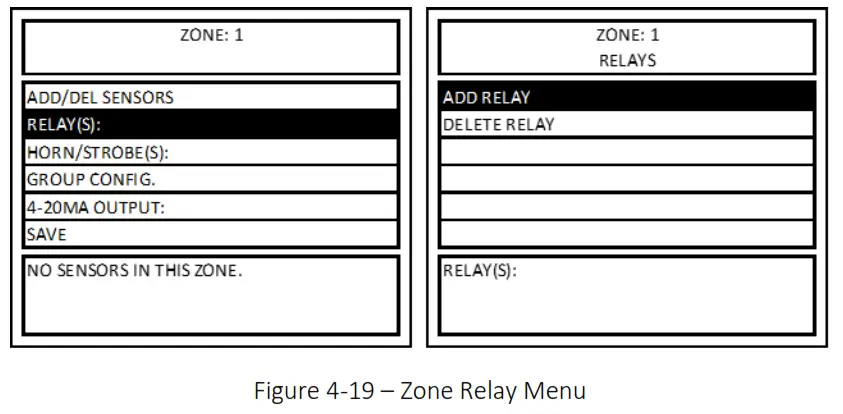 MACURCO DVP-1200-4 BACnet IP Control Panel - Figure 4-19 – Zone Relay Menu
