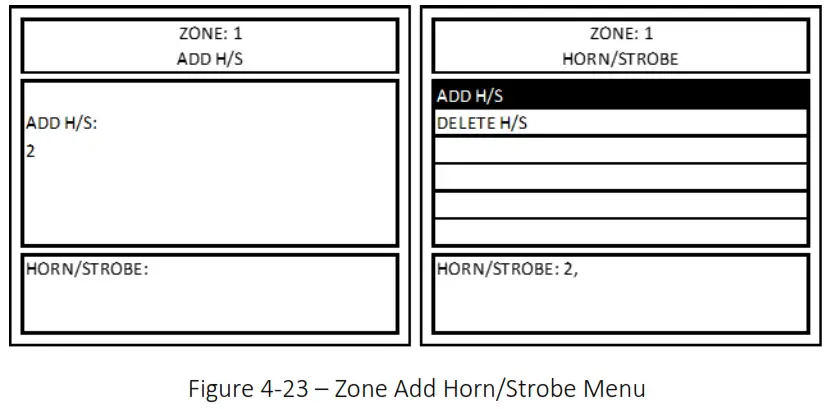 MACURCO DVP-1200-4 BACnet IP Control Panel - Figure 4-23 – Zone Add Horn Strobe Menu