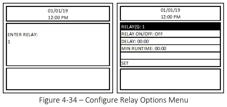 MACURCO DVP-1200-4 BACnet IP Control Panel - Figure 4-34 – Configure Relay Options Menu