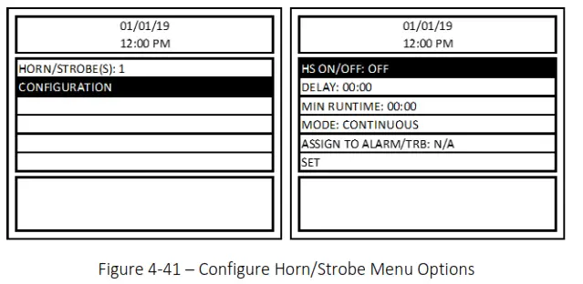 MACURCO DVP-1200-4 BACnet IP Control Panel - Figure 4-41 – Configure Horn Strobe Menu Options