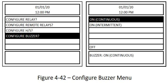 MACURCO DVP-1200-4 BACnet IP Control Panel - Figure 4-42 – Configure Buzzer Menu