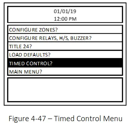 MACURCO DVP-1200-4 BACnet IP Control Panel - Figure 4-47 – Timed Control Menu