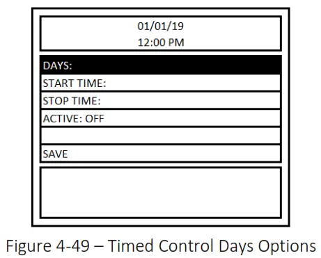 MACURCO DVP-1200-4 BACnet IP Control Panel - Figure 4-49 – Timed Control Days Options