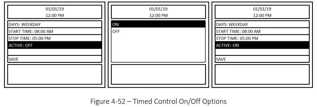 MACURCO DVP-1200-4 BACnet IP Control Panel - Figure 4-52 – Timed Control On Off Options