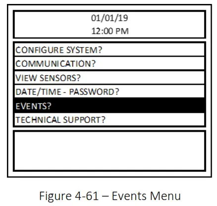 MACURCO DVP-1200-4 BACnet IP Control Panel - Figure 4-61 – Events Menu