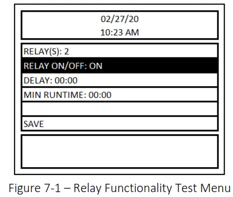 MACURCO DVP-1200-4 BACnet IP Control Panel - Figure 7-1 – Relay Functionality Test Menu