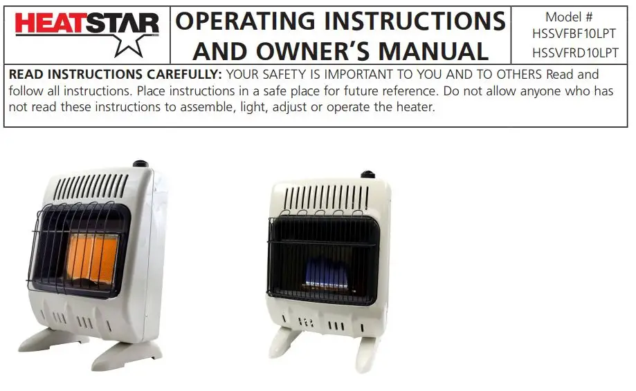 HEATSTAR HSSVFBF10LPT Free Radiant Propane Heater with Thermostat Control User Manual