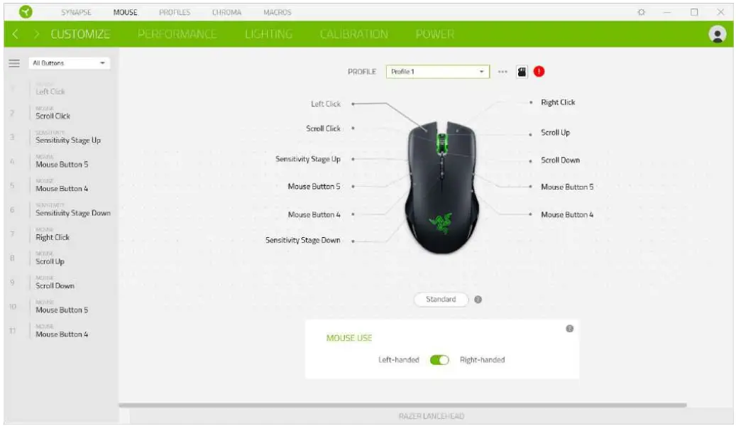 RAZER LANCEHEAD Wireless Gaming Mouse - Sidebar