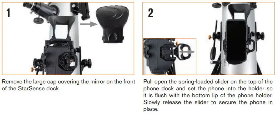 CELESTRON 22453 StarSense Explorer Telescope User Guide - Attaching the Smartphone