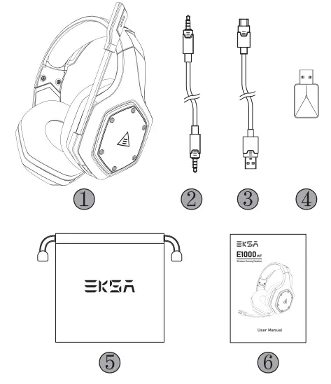 EKSA E1000 WT Wireless Gaming Headset - Figure 1