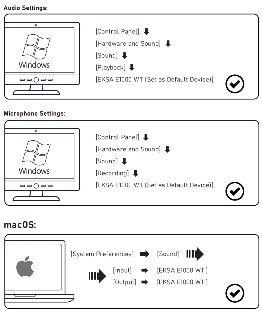 EKSA E1000 WT Wireless Gaming Headset - Setting
