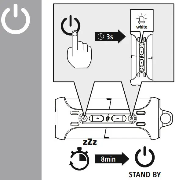 hama 00188220 Twin 2.0 Mobile Bluetooth Speaker Instruction Manual - Power Button