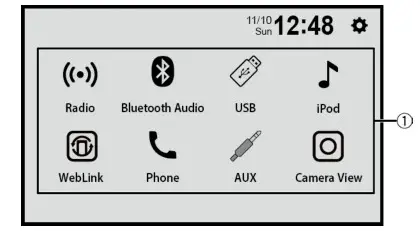 Pioneer DMH-341EX RDS AV Receiver- Top menu screen
