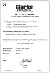 DECLARATIONS OF CONFORMITY