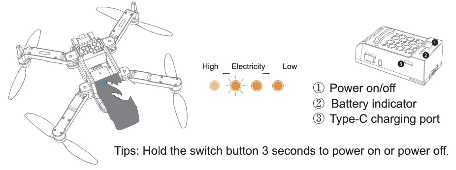 Ruko U11 Pro RC Drone - Battery Diagram