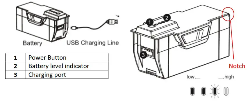 PRO FLIGHT PFBD303 Folding Drone with HD Camera and App Control - CHARGING THE BATTERY