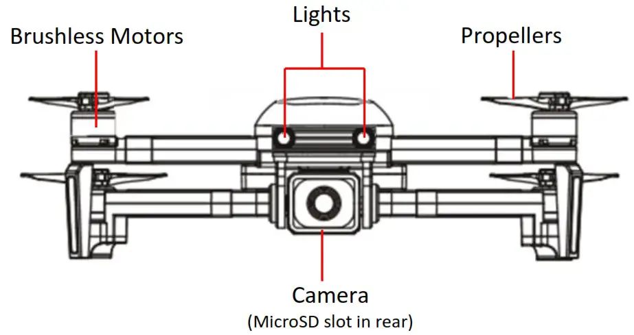PRO FLIGHT PFBD303 Folding Drone with HD Camera and App Control - DRONE DIAGRAM 1