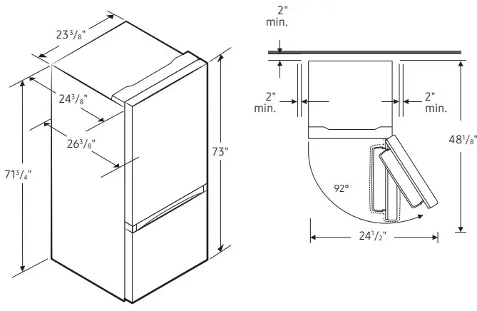 SAMSUNG Bottom Freezer Refrigerator Dimensions