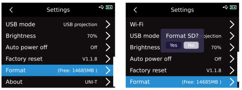 UNI T UTi730E Thermal Imaging - Formatting