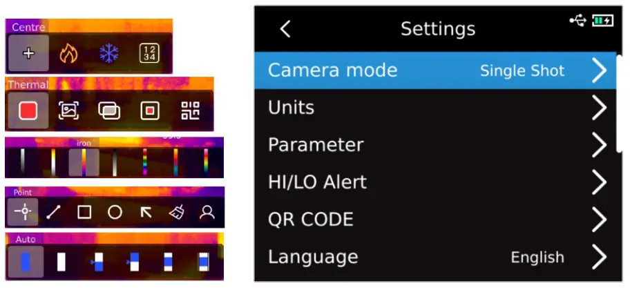 UNI T UTi730E Thermal Imaging - configuration menu 2