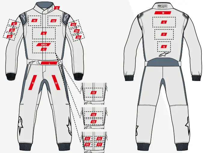 alpinestars 3156319 12 58 Racing Absolute 1 Piece Leather Suit - LOGO POSITIONING