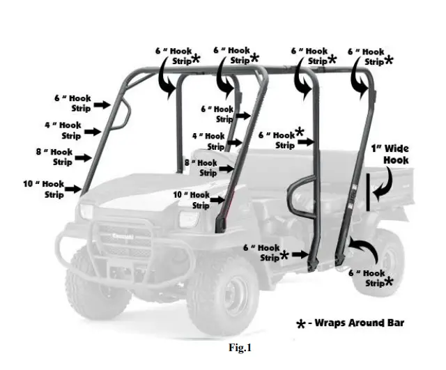 FALCON-RIDGE KAW-3010TRANS-FC05 Kawasaki-3010 Trans-Full-Cab Enclosure-fits Polycarbonate Windshield -FIG-1