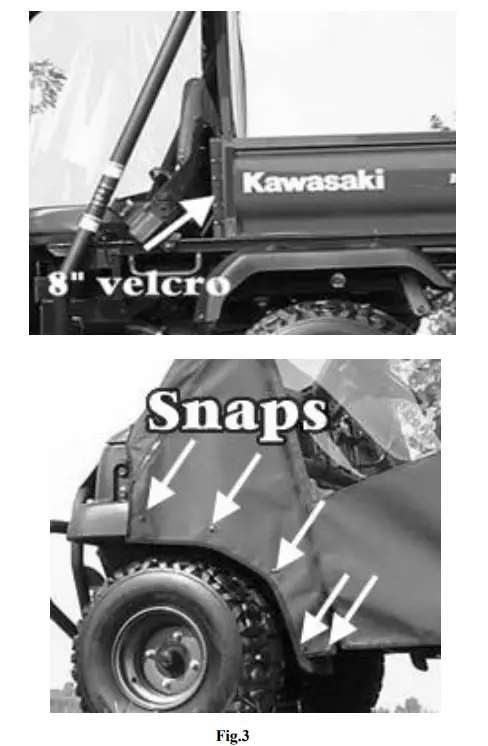 FALCON-RIDGE KAW-3010TRANS-FC05 Kawasaki-3010 Trans-Full-Cab Enclosure-fits Polycarbonate Windshield -FIG-3