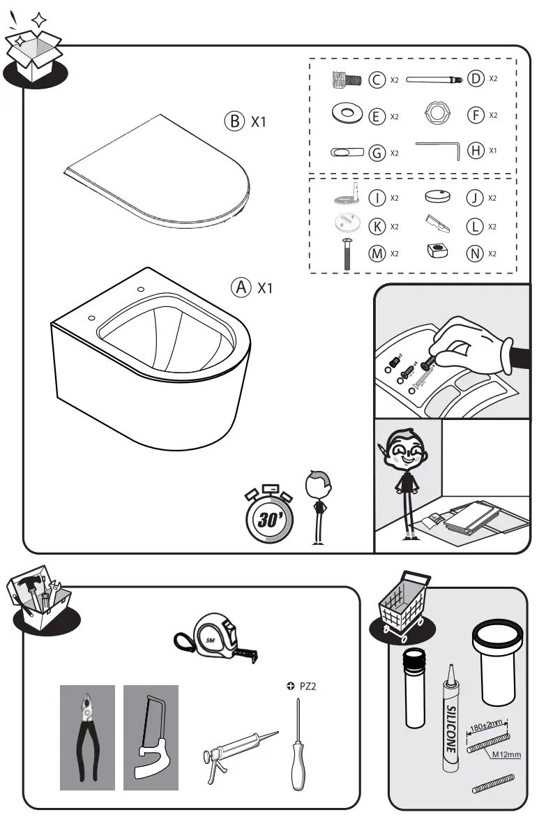 11505515 Neo Wall Hung WC Sensea - Fig 1