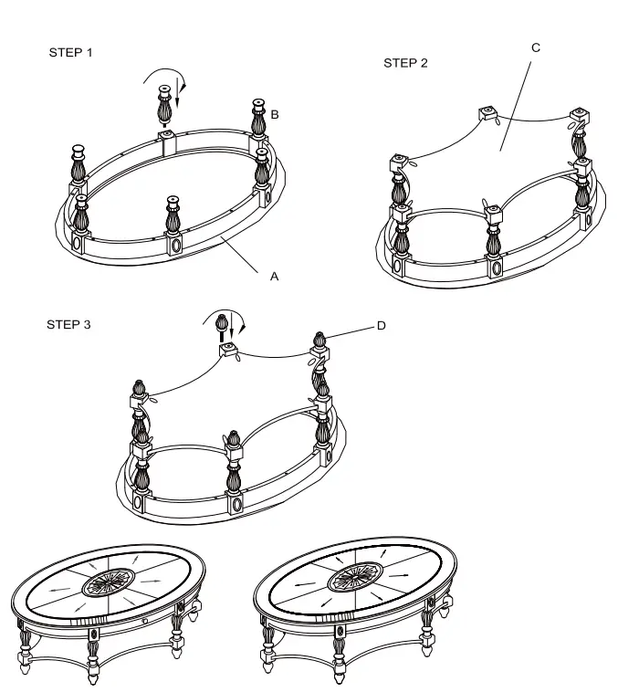 UNBRANDED EC-CTW-762 Antique Walnut Oval Luxury Poplar Wood Cocktail Coffee Table - fig