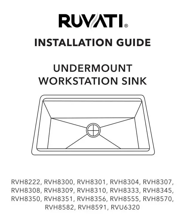 RUVATI RVH8222 Undermount WorkStation Sink Installation Guide