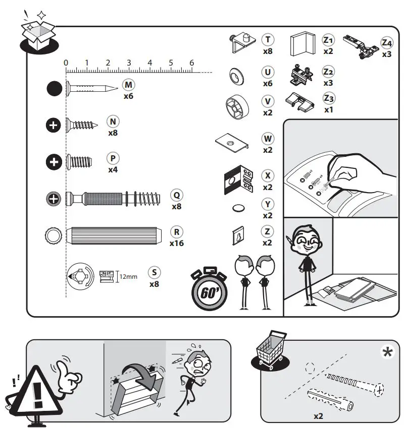 SENSEA 493.237.01 Mirror Cabinet 70 1 Door White Matt Instruction Manual - What's in the box