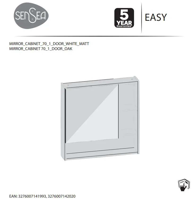SENSEA 493.237.01 Mirror Cabinet 70 1 Door White Matt Instruction Manual