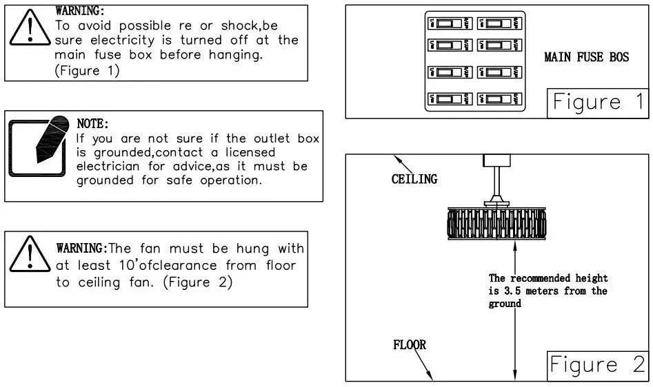 Breezary 23002-BLK 22 Inch Ceiling Fan Instruction Manual - How to hang your ceilin