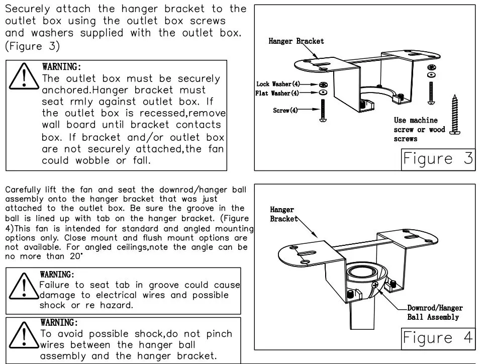 Breezary 23002-BLK 22 Inch Ceiling Fan Instruction Manual - How to hang your ceilin